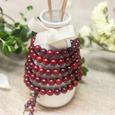 Natural Natural Laos red sour branch 108 buddhist beads blood sandalwood bracelet bracelet without staining hand beads jewelry