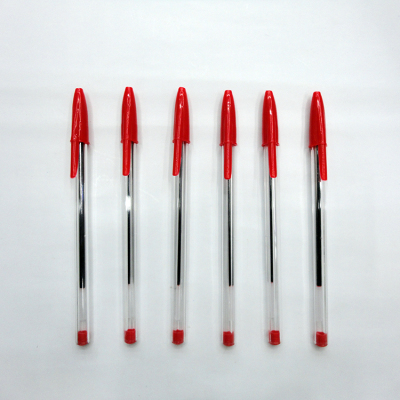 Affordable quality good cover simple pen 934 ballpoint pen transparent hex Bar Red