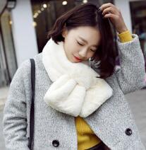 Pure color imitation rabbit fur winter women's thick-wool warm shawl scarf round and round