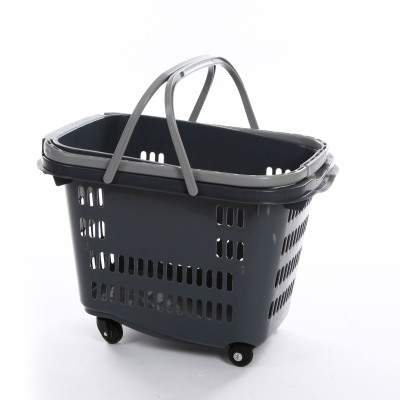 Luxury Four-Wheel Supermarket Shopping Basket Trolley Foldable Shopping Basket Shopping Cart Plastic Hand Basket