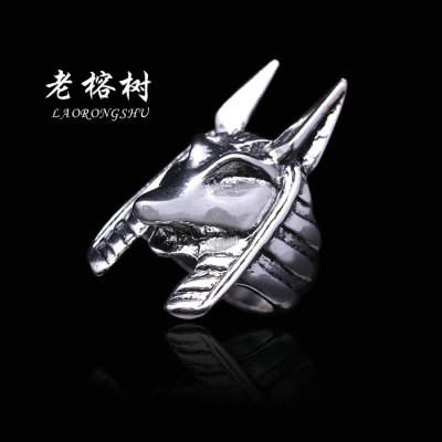 Vintage Alloy Wolf Head Ring for Men and Women Couple's Ring Little Finger Ring Meng Yu Ornament