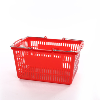 Yiwu  basket iron handle hand basket iron ear plastic basket portable supermarket basket