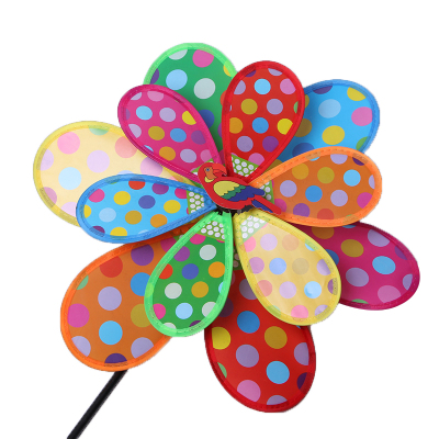 Manufacturers direct decorative double-sized six - color dot windmill wholesale children plastic traditional toys