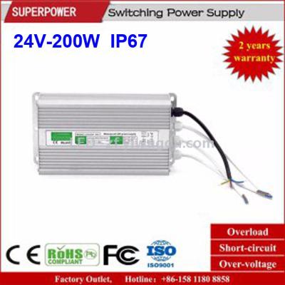 DC 24V200W waterproof LED switching power supply IP67 monitoring adapter