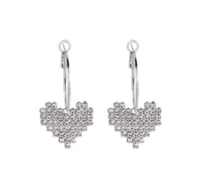  cute long  super flash diamond heart earrings 
