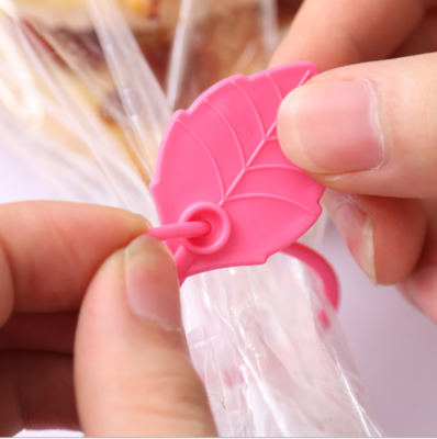 Leaves Environmental Protection Silicone Plastic Bag Sealing Clip Grocery Bag Drawstring Binding Ribbon