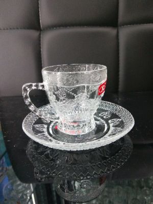 New design coffee set glass mug with saucer 