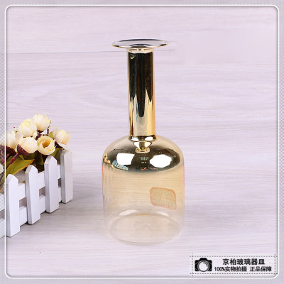 Golden Gradient Glass Vase Decorated Living Room Simulation Flower Vase