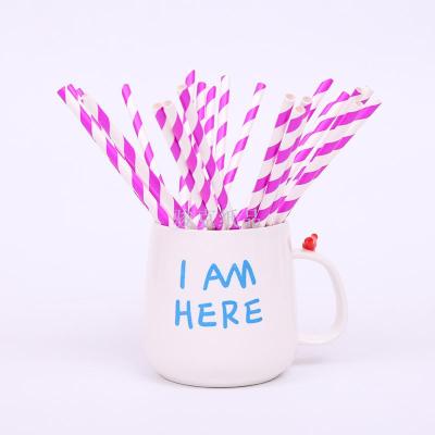 Export creative environmental paper suction tube rose red stripes disposable paper straws art straw 25 sticks
