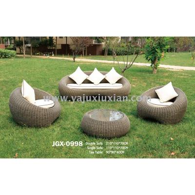 Outdoor  Sunscreen and Waterproof Rattan Sofa Combination Living Room Rattan Chair Sofa Rattan Woven Furniture Leisure