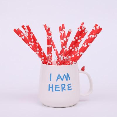Factory direct supply of environmental protection can be customized logo paper straws red bottom love paper straw