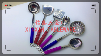 Stainless steel cutlery and kitchenware hotel supplies - three - wire straight color rubber handle kitchenware (high - grade)