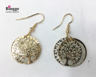 European and American fashion accessories iron double spring onion powder earrings life tree earrings