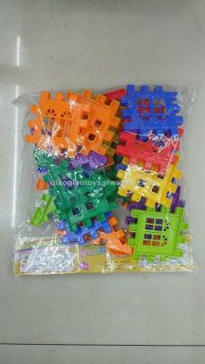 A toy made of tabletop toy plastic blocks