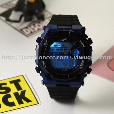 Hexagonal iron box sports waterproof electronic watch