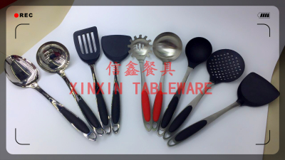 Stainless steel cutlery kitchenware hotel supplies - red/black, light/sand olive handle kitchenware (high grade)