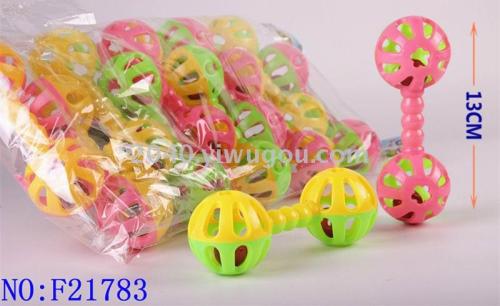 newborn toy baby hand rattle boys and girls educational toy rattle double-headed bell f21783