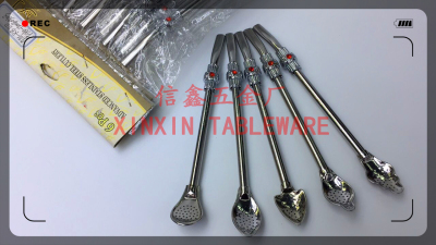 Stainless steel cutlery & kitchen utensils hotel supplies - 430 # medium siphon/filter spoon, 6 pieces (ring)
