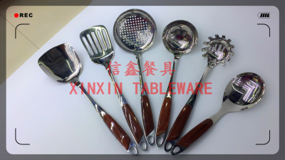 Stainless steel cutlery and kitchenware hotel supplies - bevel wood pattern handle kitchenware (high grade)
