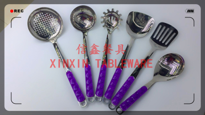 Stainless steel cutlery and kitchenware hotel supplies, color corrugated handle kitchenware (high grade)