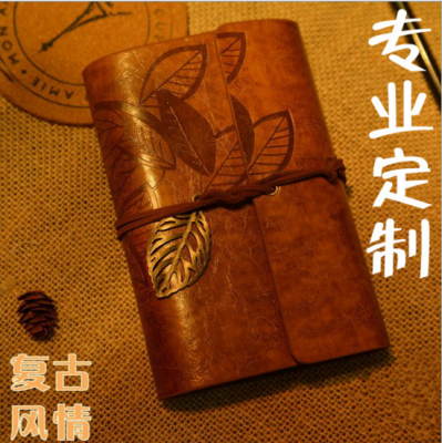 Leaf retro diary copy leather notebook a6 loose-leaf notebook notebook customized logo