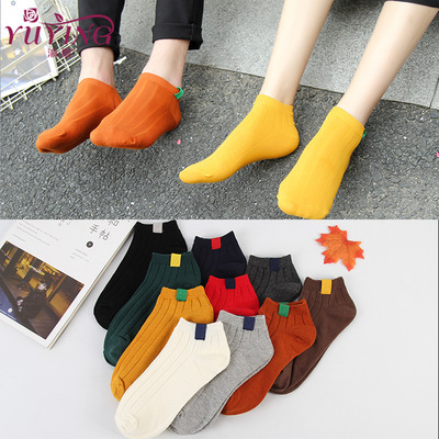 Vietnam hot style pure color day series double needle thick cotton socks socks socks socks socks candy striped socks
