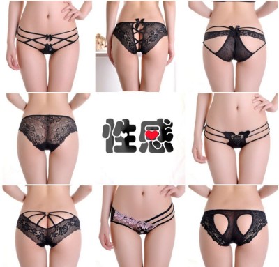 Combinatorial love hollowed-out ladies sexy underwear thongs with transparent lace underwear