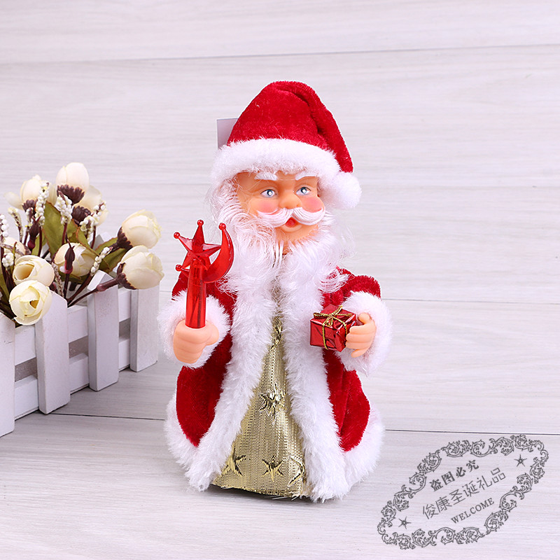 圣诞节装饰品音乐电动圣诞老人摇摆带灯发光礼物礼品摆件