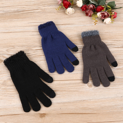 Winter warm out plush gloves men's color winter warm velvet towel gloves.