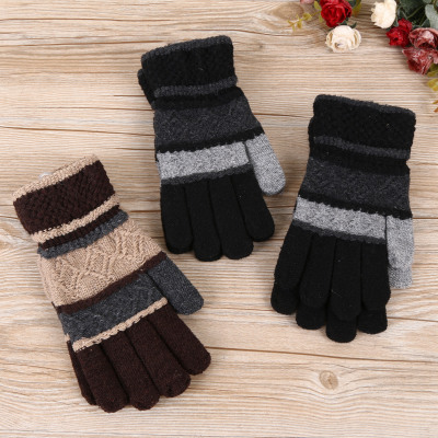 Men's winter warm five finger plush gloves adult winter warm velvet towel gloves.