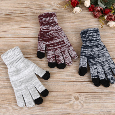 Men's winter warm five fingers out of plush glove adults winter warm plush terry gloves.