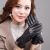 Female leather gloves autumn and winter add velvet thickened touch screen Korean style lace bow style gloves to drive against cold tide