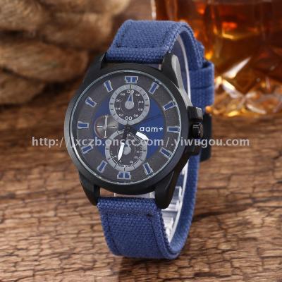 Hipster hot style denim canvas with black shell fashion watch