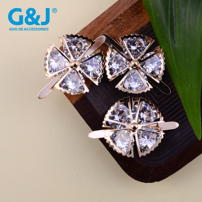 Diamond-encrusted and decorated four-leaf clover c-buckle diy hairpin material electroplated high grade zircon
