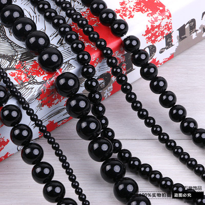Black K9 imitation black agate beads semi-finished beads diy bracelet accessories accessories