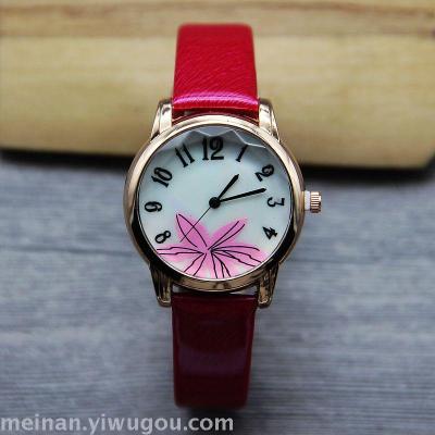Classic crystal face flower lady small and simple watch