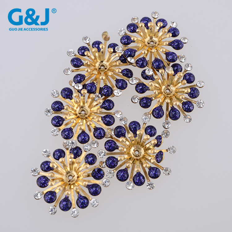 三层中孔金属滴胶花 欧美流行黑网袜、服装装饰彩色花