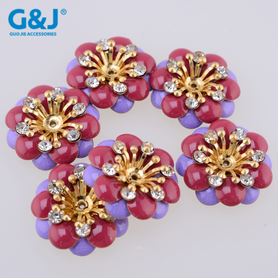 Drop oil flower factory direct selling clothing hardware accessories coat shoes hat copper bottom three layer drop glue