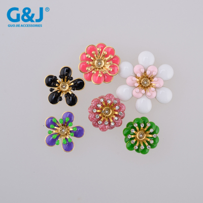 Pink band drill glue flower middle hole hand sew oil flower copper bottom hand sew flower buckle 