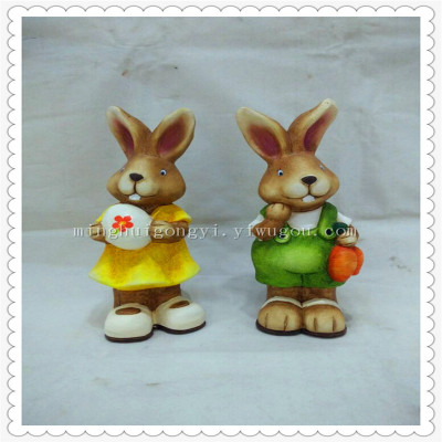 Creative cartoon ceramic Easter bunny ornament is a lovely gift for a simple girl rabbit