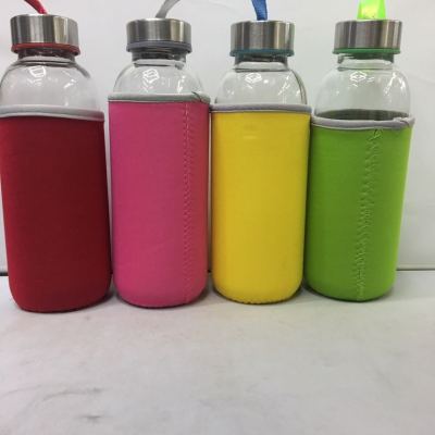 Rope Holding Cover Cloth Cover Glass Water Bottle, 420ml Drift Bottle, Logo Printing Cup