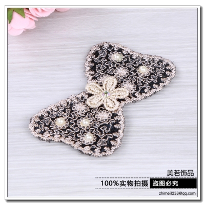 Korean Style Black Pearl Bang Sticker Fashion Lace Hook and Loop Fasteners Long Post