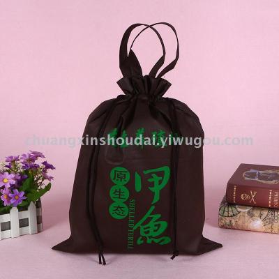 Color printing non-woven hand bag drawstring bundle pocket without side and bottom can add LOGO