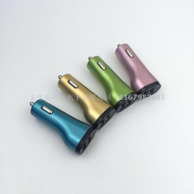 Electroplated small waist double USB car charger alloy metal car charger mobile phone car charger