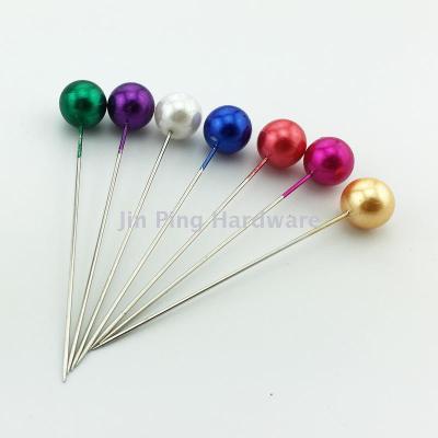 Manufacturer direct direct nickel plating 10*65mm large pearl head clothing position pearl needle colored needle