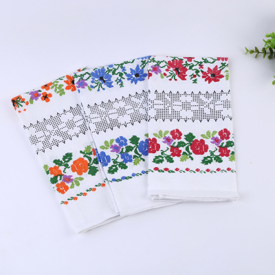 Manufacturer direct selling simple floral print cotton towel household practical handkerchief.