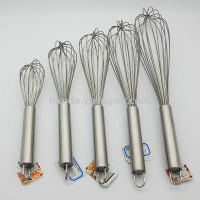 Stainless steel whisk with steel handle 8 - wire whisk for baking supplies manual whisk with whipped cream