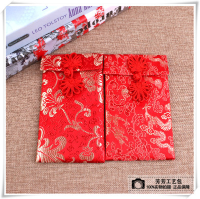 Peacock Knot Red Envelope Vertical Seal Fabric Red Envelope Wedding Personality Creative Red Packet Ten Thousand Yuan Red Packet Bag Custom Wholesale