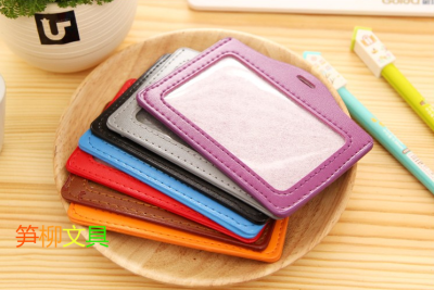 Color Korean Imitation Leather Certificate Holder Card/Work Permit Card Cover