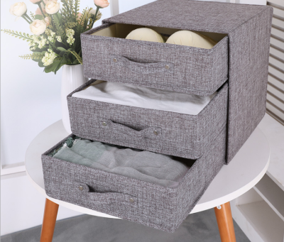 Cotton and linen art drawer type underwear clothes storage box cabinet type storage box